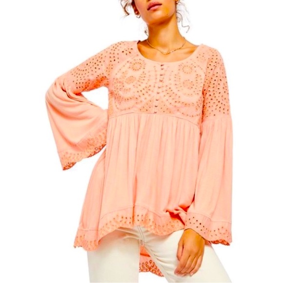 Free People Tops - Free People Sea of Love Boho Blouse eyelet with sequins. Size Small